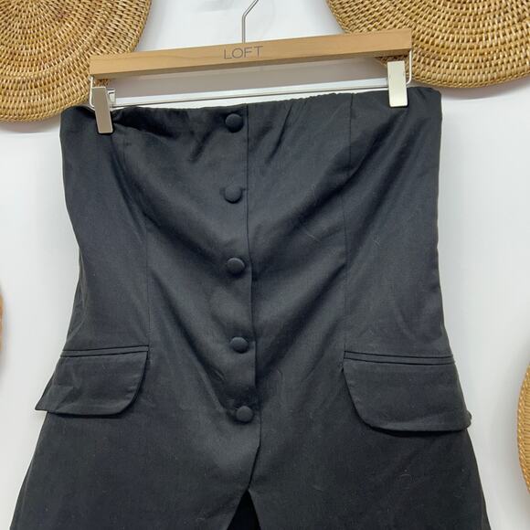 NEW $168 Reformation Black Button Strapless Blazer Tank Tonya Top w/ Pockets 10 - Picture 4 of 7
